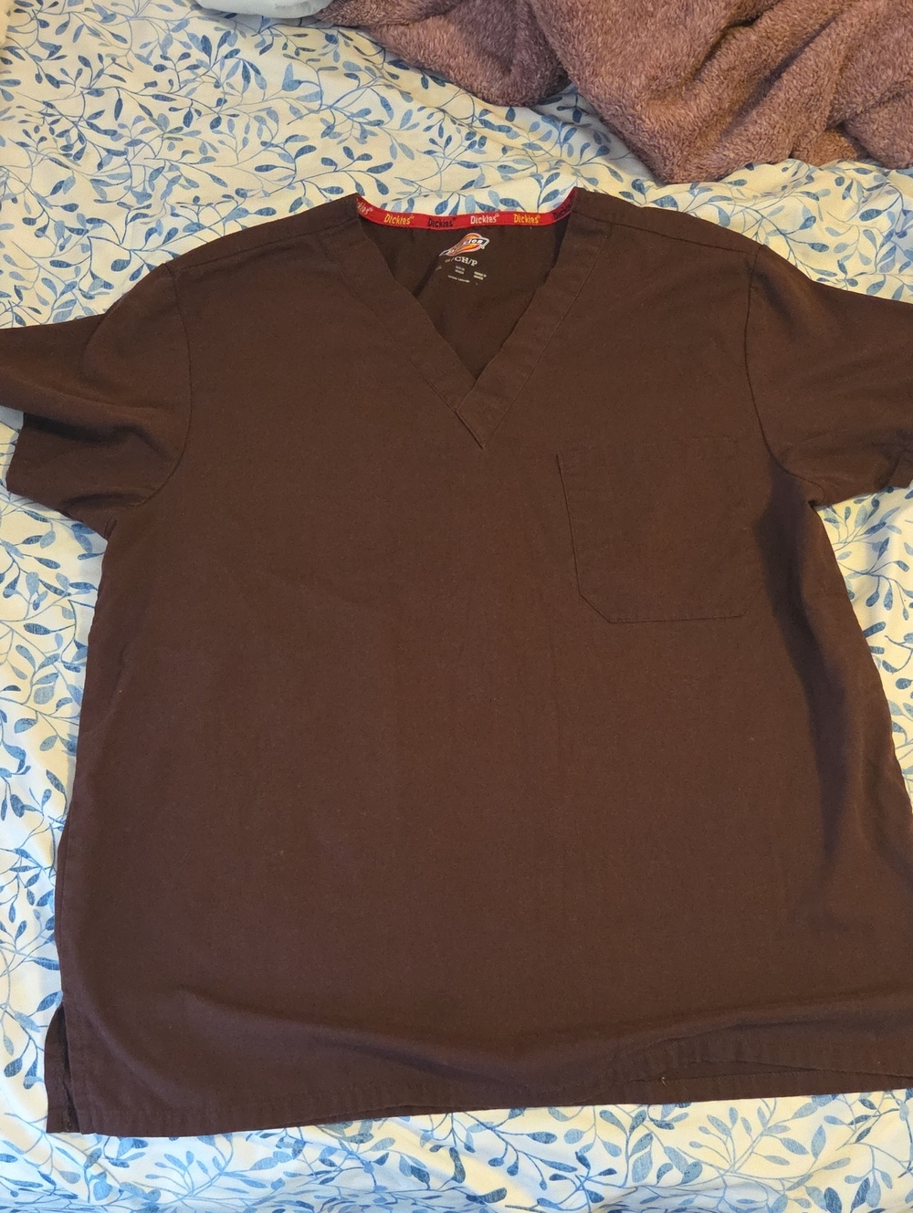 Dickies Dark Brown V-Neck Scrub Shirt